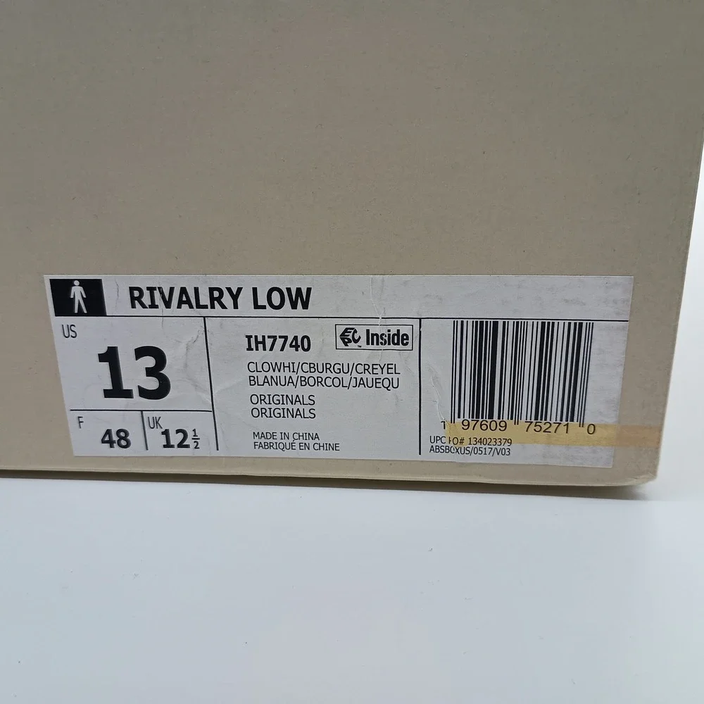Adidas Rivalry Low White Burgundy Green Yellow Rope Laces IH7740 Mens 13